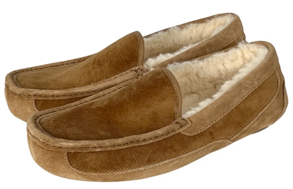 NEW UGG CHESTNUT CORDUROY ASCOT SLIPPERS MOCCASIN SHOES 1125932 SZ 8